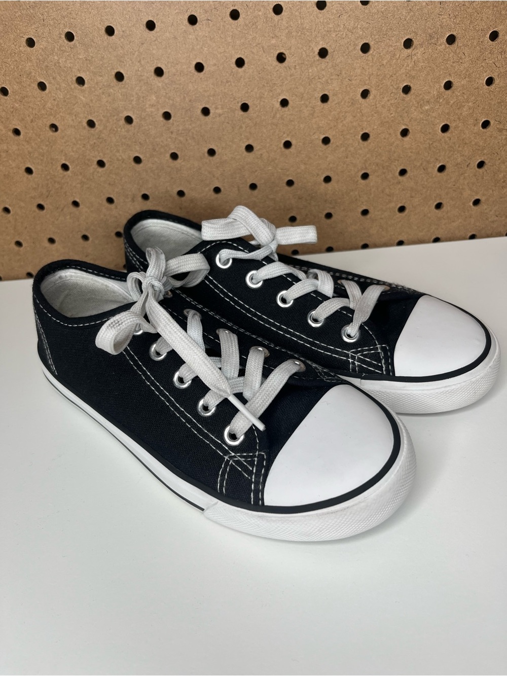 Natural Steps Black Canvas Kids Sneakers with White Accents